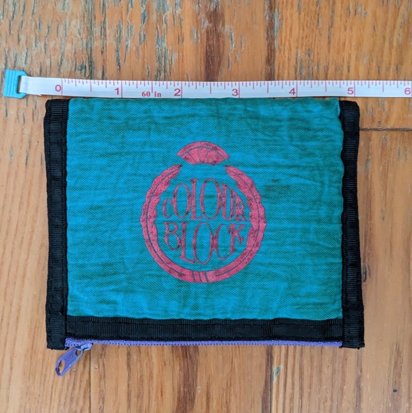 Vintage Colour Block Wallet Turquoise Pink Purple Black 80s Retro - Picture 7 of 9